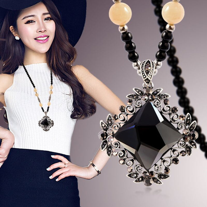 Wholesale Ethnic Style Zinc Alloy Crystal Sweater Chain Necklace JDC-NE-YouH015