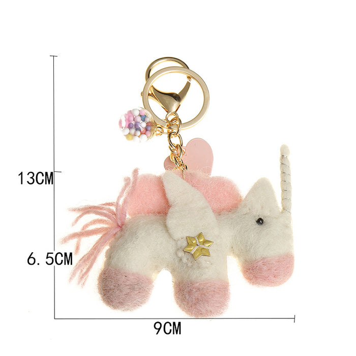 Wholesale Keychains Plush Doll Unicorn MOQ≥2 JDC-KC-Huofan016