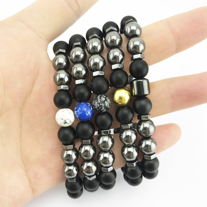 Wholesale Magnetic Imitation Black Onyx White Turquoise Bracelet JDC-BT-JiuL002