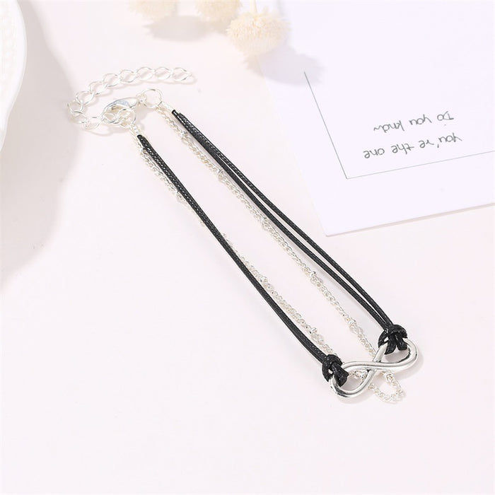 Jewelry WholesaleWholesale bohemian wind lucky figure 8 double layer black rope beach anklet JDC-AS-D023 Anklets 晴雯 %variant_option1% %variant_option2% %variant_option3%  Factory Price JoyasDeChina Joyas De China