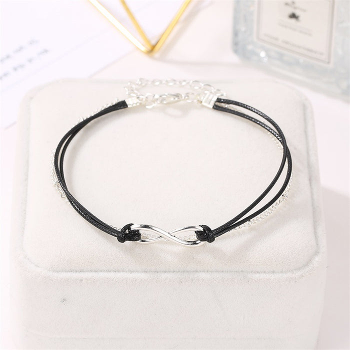 Jewelry WholesaleWholesale bohemian wind lucky figure 8 double layer black rope beach anklet JDC-AS-D023 Anklets 晴雯 %variant_option1% %variant_option2% %variant_option3%  Factory Price JoyasDeChina Joyas De China