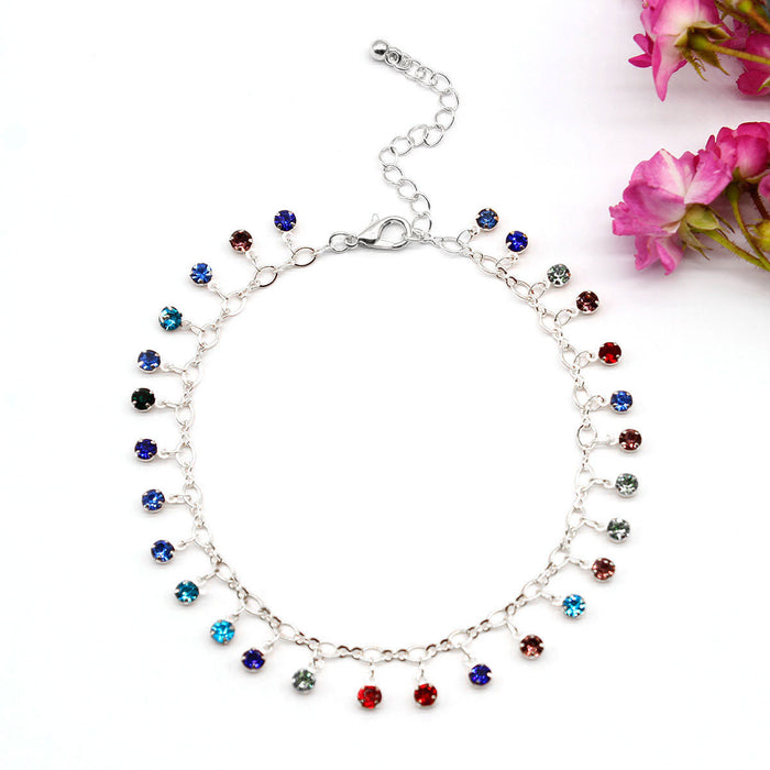 Wholesale crystal micro-set fancy color diamond anklets JDC-AS-ZW005