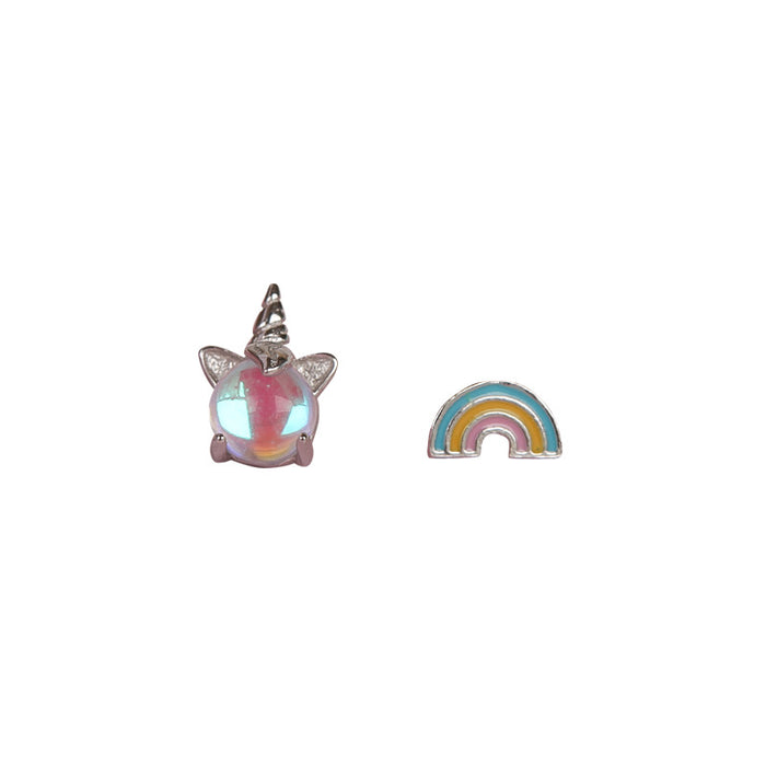 Wholesale Earrings Silver Rainbow Unicorn Moonstone JDC-ES-congz015