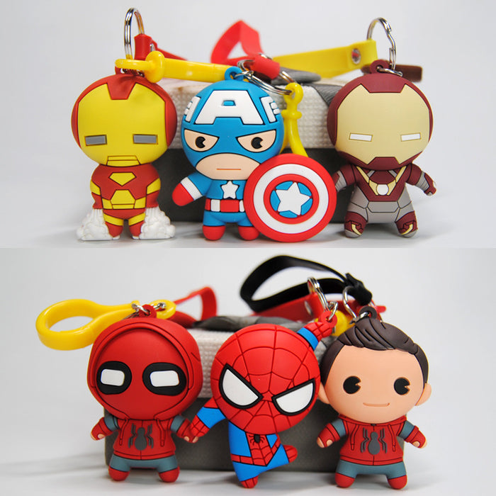 Keychains al por mayor para mochilas 3D Spider-Man Iron Man Captain America (M) MOQ≥2 JDC-KC-JYF009