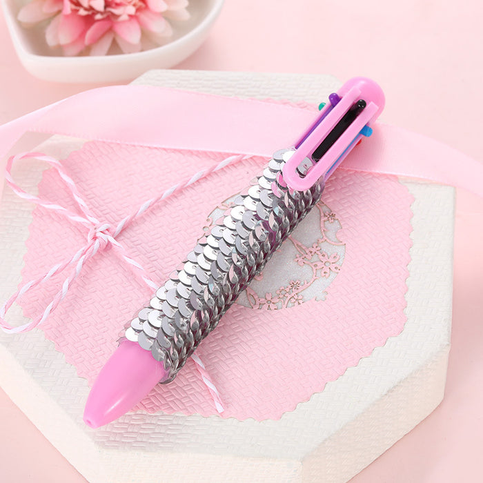 Wholesale Ballpoint Pen Plastic Plush Sequin Color Press Pen MOQ≥2 JDC-BP-HYT006