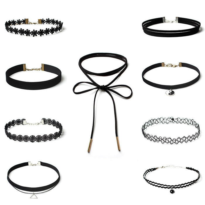 Wholesale Necklace Leather Dark Necklace Combination Set MOQ≥2 JDC-NE-YiR007