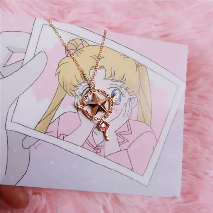 Wholesale Necklace Alloy Cute Girl Sakura Magic Wand MOQ≥2 JDC-NE-LingS001