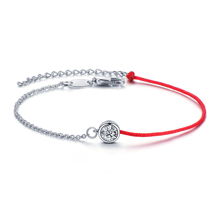 Wholesale Red String Bracelet Rose Gold Zircon Single Diamond Bracelet JDC-BT-DiL002