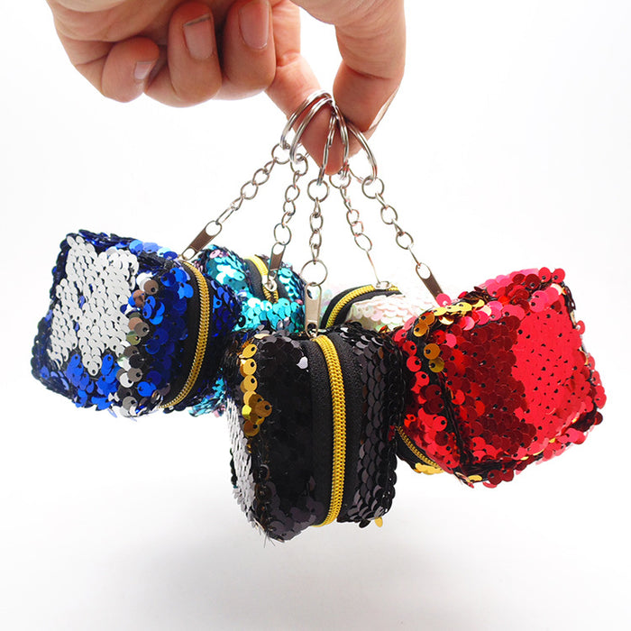 Wholesale square two-color double-sided reversible sequin coin purse JDC-WT-YueC003