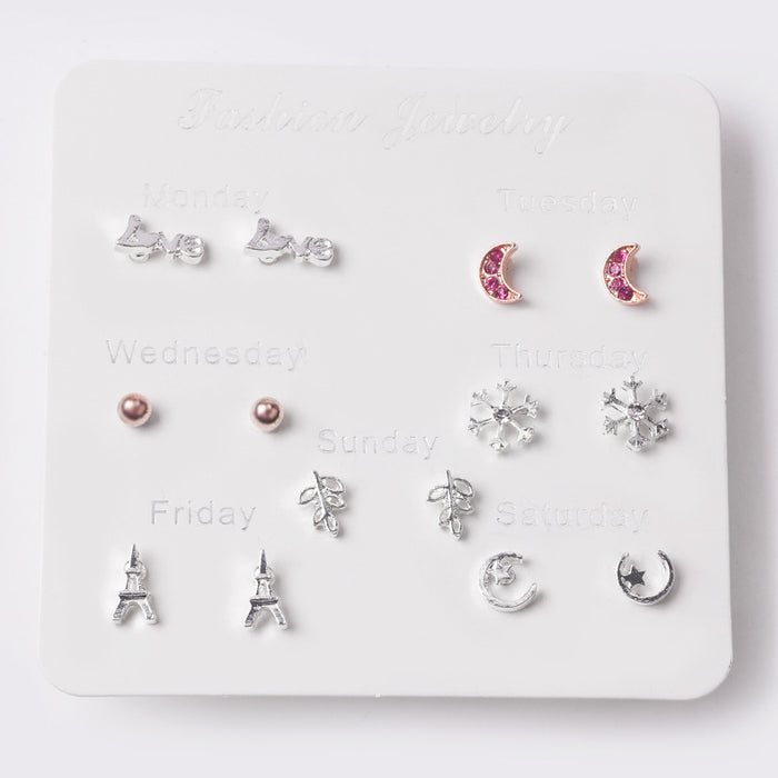 Wholesale 7 pairs of one week ear studs suit students all-match small fresh JDC-ES-Mdd015