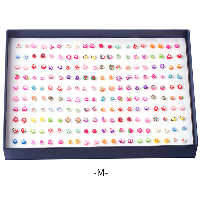 Wholesale 100 Pairs Boxed Stud Earrings Soft Pottery Drip Oil JDC-ES-Mdd014