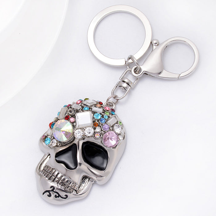 Wholesale creative diamond skull metal keychain MOQ≥2 JDC-KC-CH038