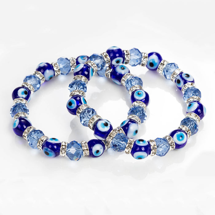 Wholesale Crystal Blue Beaded Elastic Crystal Bracelet Jewelry MOQ≥2 JDC-BT-BaiDing006