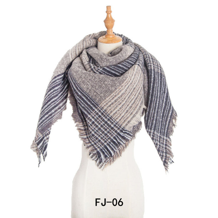 Wholesale Scarf imitation cashmere thickened double-sided plaid winter thickened warm JDC-SF-Junhao007