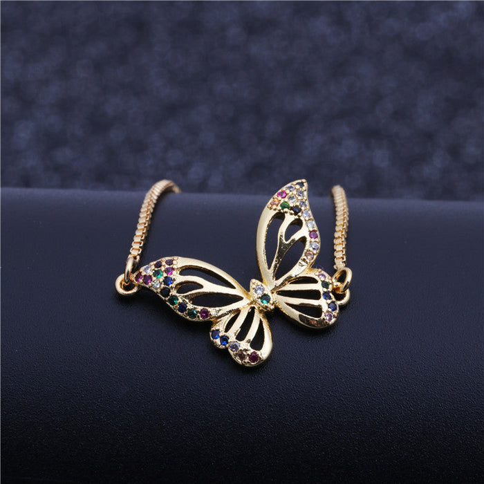 Wholesale Butterfly Copper Inlaid Zircon Bracelet MOQ≥2 JDC-BT-ChanX007