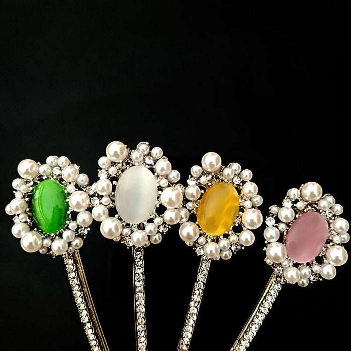 Wholesale Hair Clips Alloy Synthetic Gemstones Imitation Pearls Rhinestones Vintage Ladies JDC-HC-lvH004