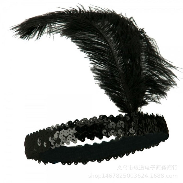 Wholesale Clothes Gatsby Party Feather Headband Party Decorations Ostrich Feather MOQ≥5 JDC-CTS-LangDao003
