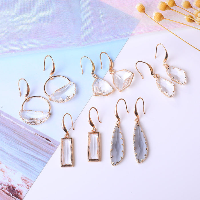 Wholesale Earrings Crystal Irregular Sparkling Water Drops JDC-ES-LvY005