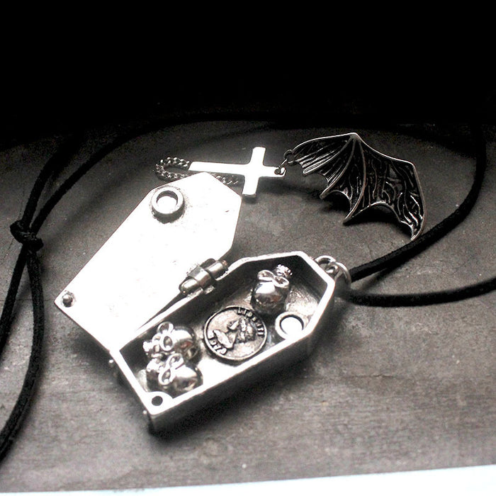 Wholesale Necklaces Alloy Gothic Black Style Skull in Retro Coffin Openable JDC-NE-YYFF005