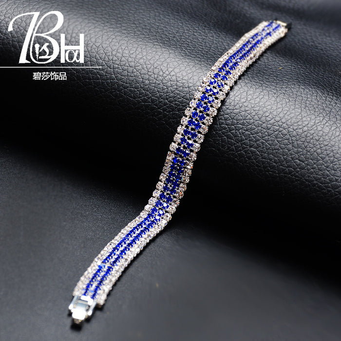 Braceletas al por mayor Copper Luxury Roman Crystal Simple Diamante Full MOQ≥3 JDC-BT-BIS039