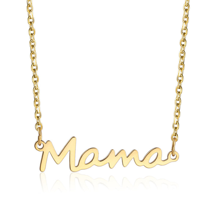 Wholesale Necklaces Titanium Steel Mama Letters Mother's Day Collection MOQ≥2 JDC-NE-HaiP001