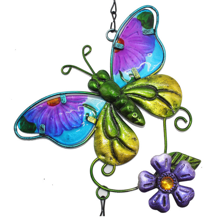 Wholesale Butterfly Painted Metal Iron Glass Wind Chime JDC-WC-ZYang010