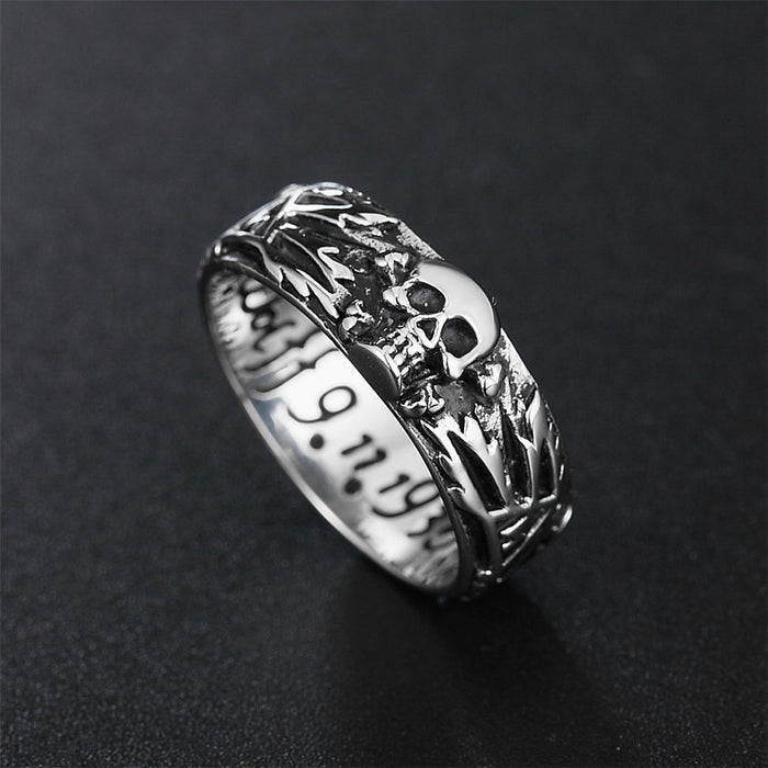 Wholesale Punk Skull Titanium Steel Couple Ring JDC-RS-ZeX006