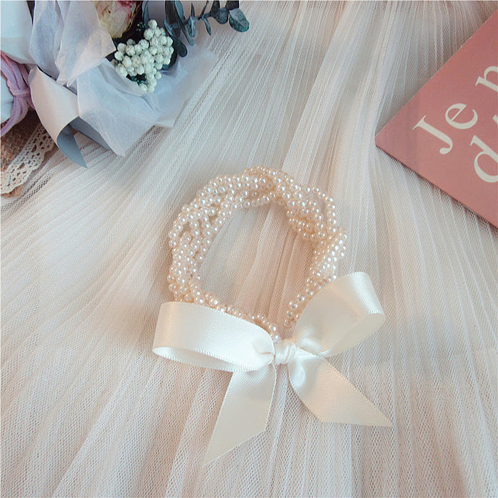 Wholesale Hair Scrunchies Pearl bow hair loop hair rope JDC-HS-WanD005