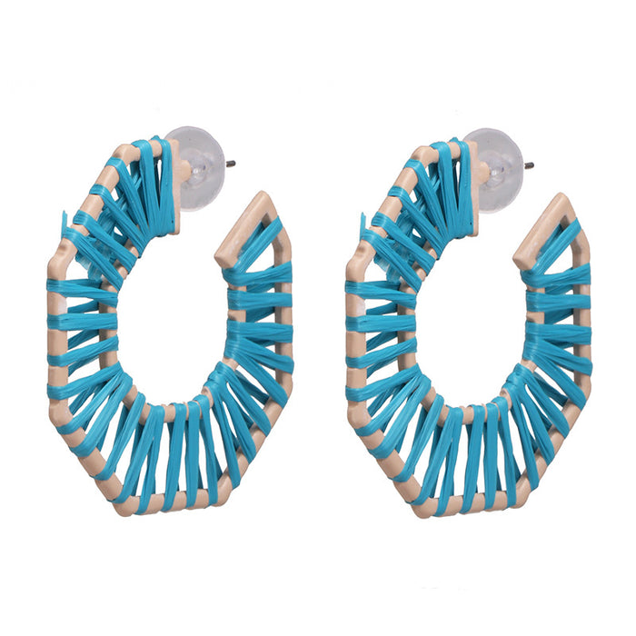 Wholesale Hand Braided Raffia Earrings Boho JDC-ES-jj400