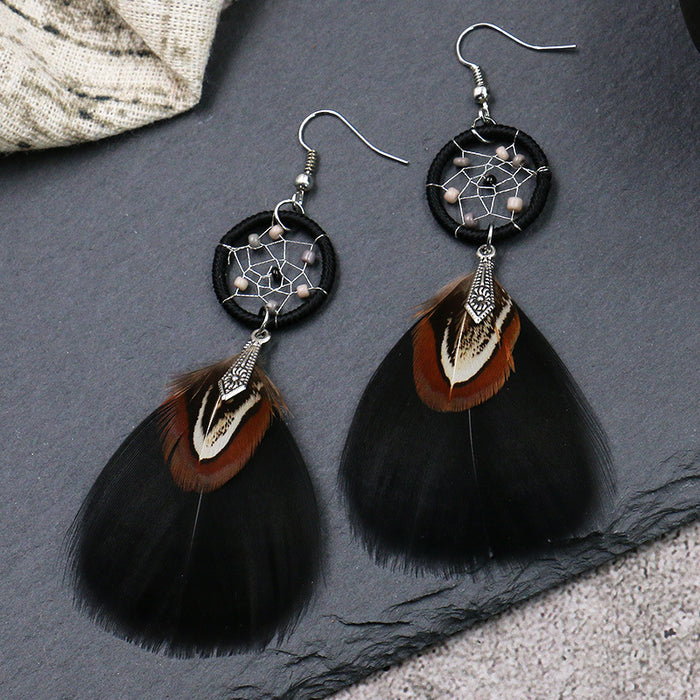 Wholesale Earrings Feather Tassel Pendant Dream Catcher JDC-ES-Yuhong007