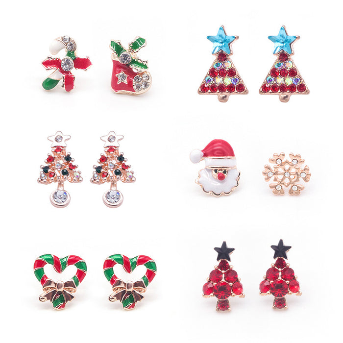 Wholesale Earrings Alloy Enamel Christmas Elk Snowman JDC-ES-MDD067