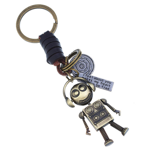 Jewelry WholesaleWholesale Hand Woven Alloy Robot Vintage Leather Keychain JDC-KC-ChiYu003 Keychains 驰誉 %variant_option1% %variant_option2% %variant_option3%  Factory Price JoyasDeChina Joyas De China