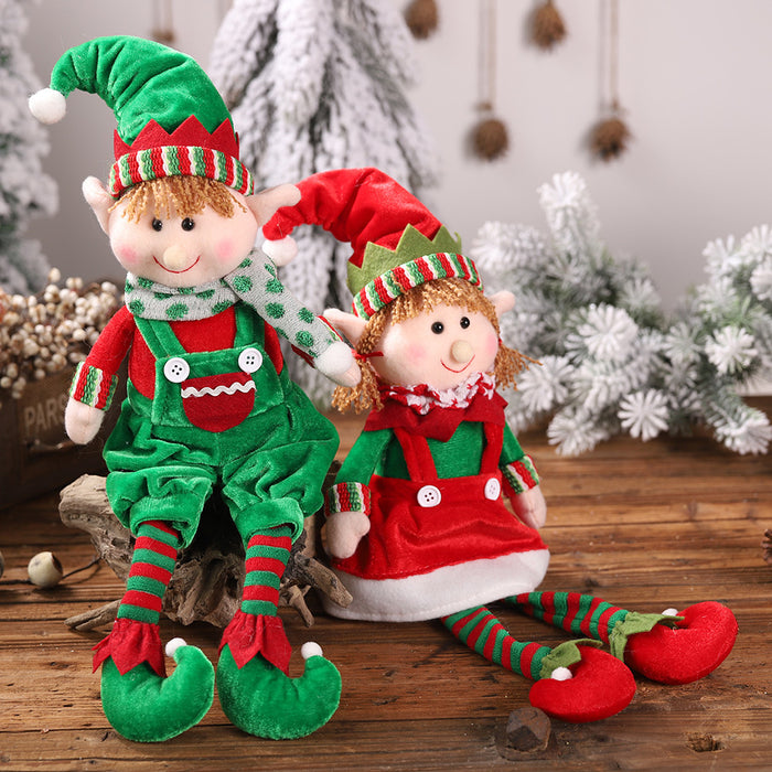 Wholesale Ornaments Cloth Christmas Legged Elf Sitting Figure JDC-OS-HaoB001