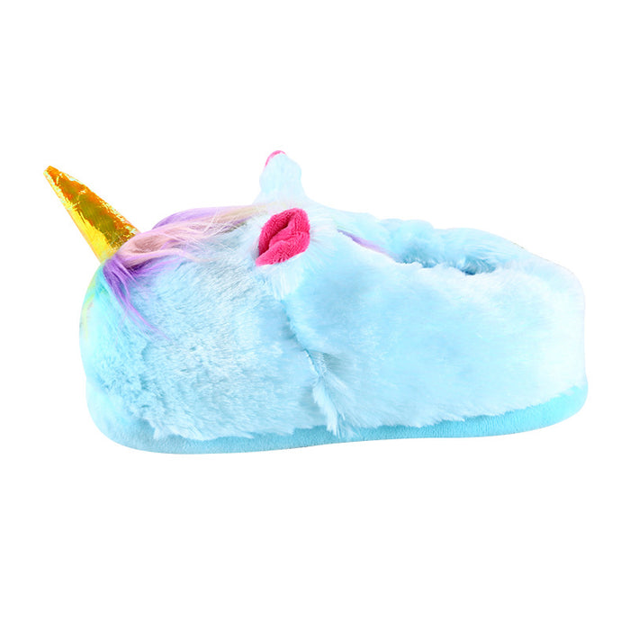 Wholesale Winter Plush Cartoon Animal Unicorn Slippers JDC-SP-Dingy004