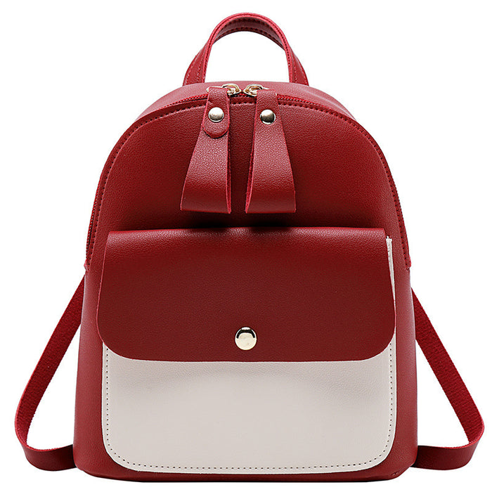 Wholesale Backpack PU Double Pull Contrast Color Small Backpack JDC-BP-Yuexin001