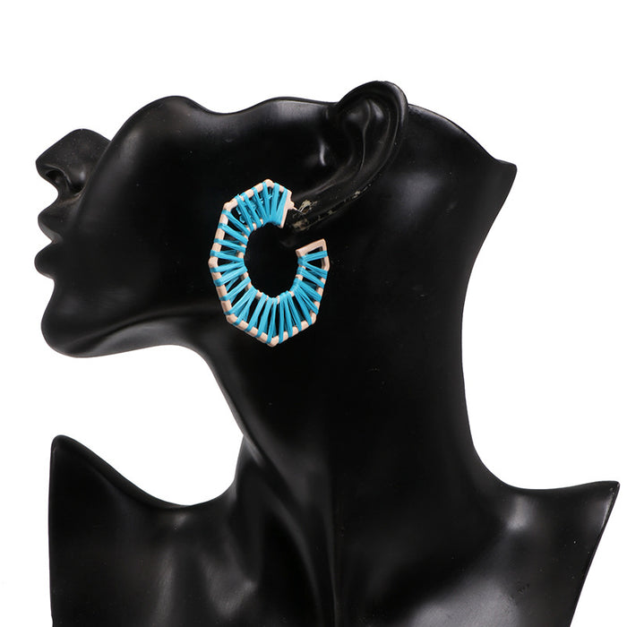 Wholesale Hand Braided Raffia Earrings Boho JDC-ES-jj400