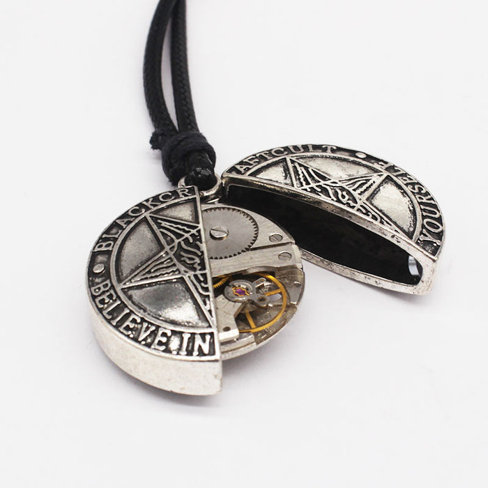 Wholesale Necklaces Alloy Gothic Steampunk Pentagram Mechanical Gear Openable JDC-NE-YYFF002