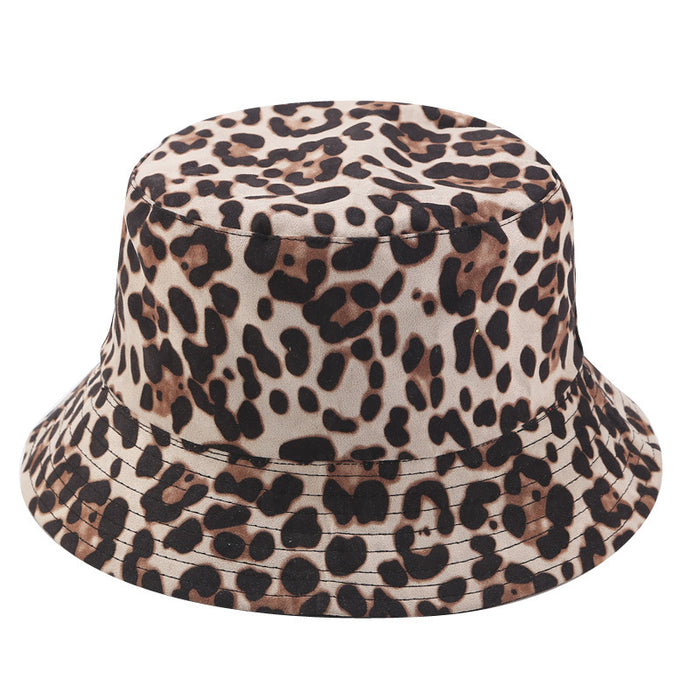 Wholesale Suede Leopard Print Pot Hat Women's Print Bucket Hat MOQ≥2 JDC-FT-LvYi002