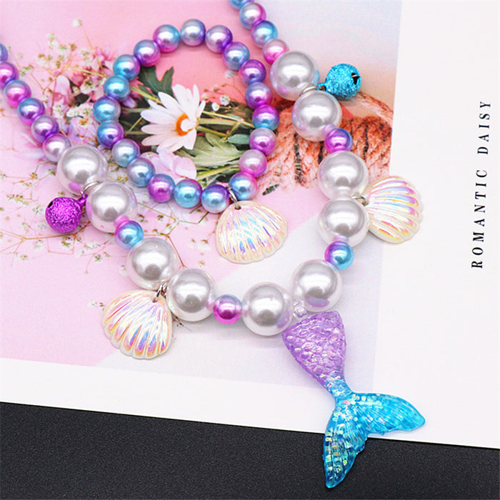 Collar al por mayor Mermaid cola niña collar de perlas arenero de pulsamiento de pulsera MOQ≥2 JDC-RS-NAND001