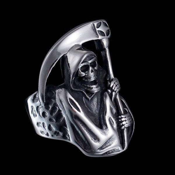 Wholesale Reaper Scythe Skull Alloy Ring JDC-RS-KaiS005