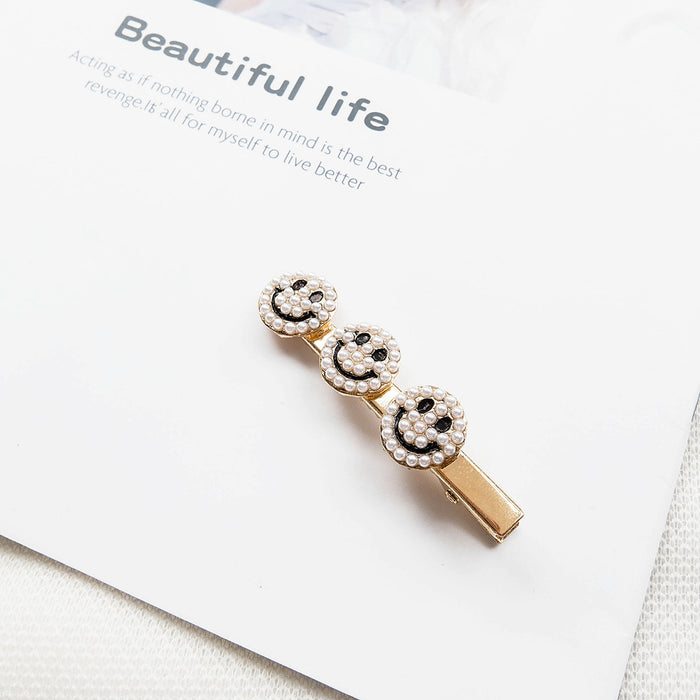 Wholesale Letter Smiley Pearl Hair Clip Side Clip JDC-HC-Zhuih004