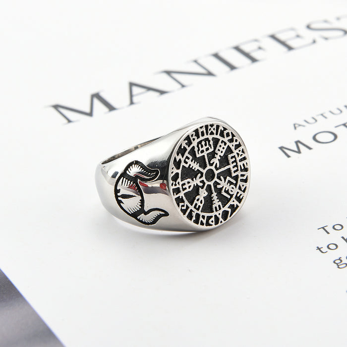 Rings al por mayor Titanio Nordic Viking Compass Logo Moq≥2 JDC-RS-YIS005