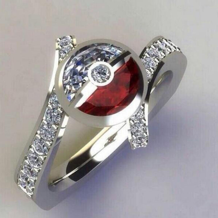 Wholesale Ring Copper Poké Ball Red and White Ring JDC-RS-PREMCaoS009