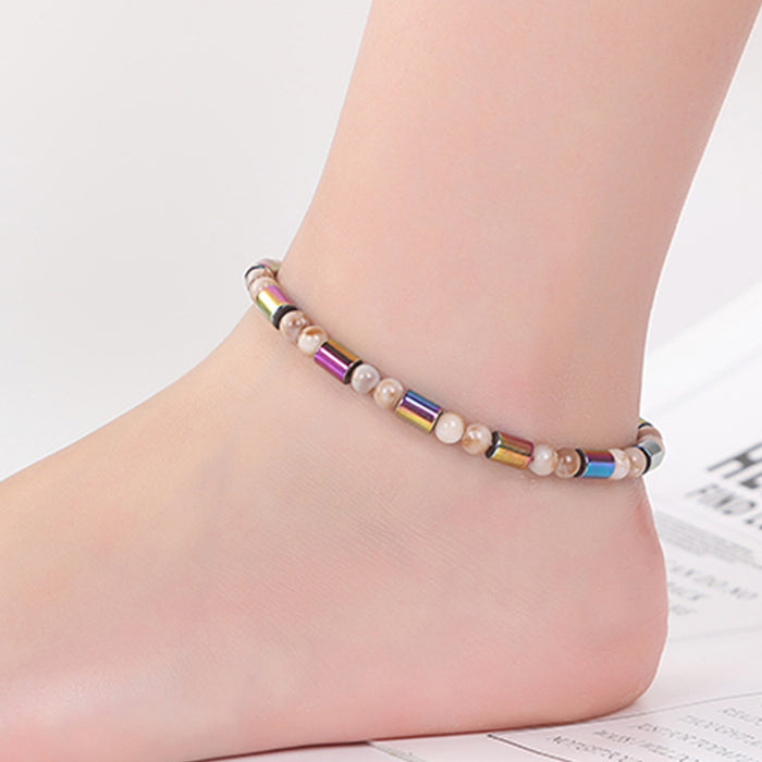 Wholesale streamer AB color black gallstone anklet JDC-AS-JIai007