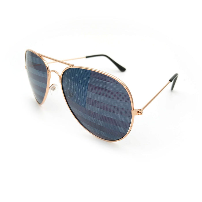 Wholesale 4th of July Metal Aviator American Flag Glasses Independence Day Sunglasses JDC-SG-ZhuoW003