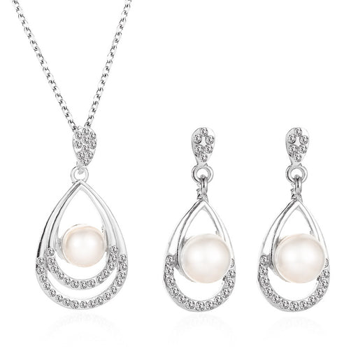 Jewelry WholesaleWholesale Pearl Alloy Diamond Earrings Necklace Set JDC-ST-A001 Suit 妙雅 %variant_option1% %variant_option2% %variant_option3%  Factory Price JoyasDeChina Joyas De China