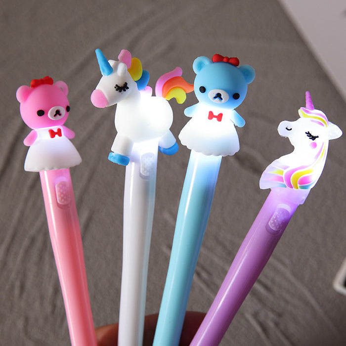 Wholesale Ballpoint Pen Plastic Unicorn Lighted Glow JDC-BP-WeiL006