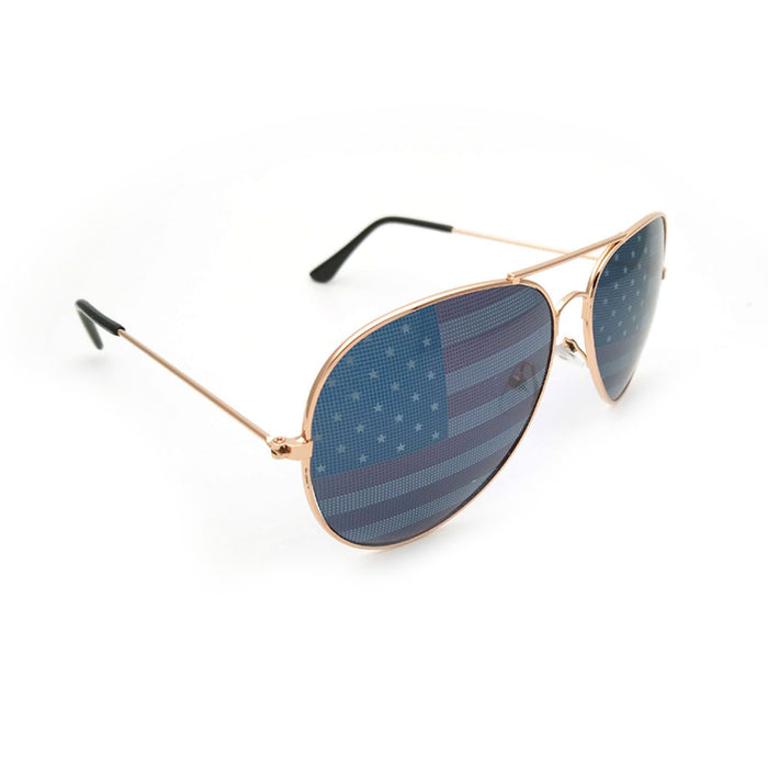 Wholesale 4th of July Metal Aviator American Flag Glasses Independence Day Sunglasses JDC-SG-ZhuoW003