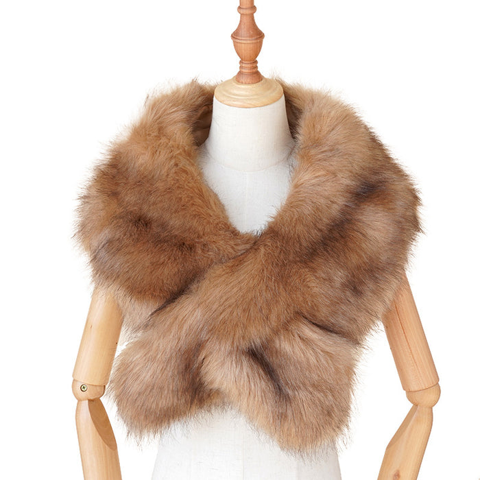 Wholesale Scarf Polyester Autumn Winter Imitation Fox Fur Shawl JDC-SF-Zhetuo002