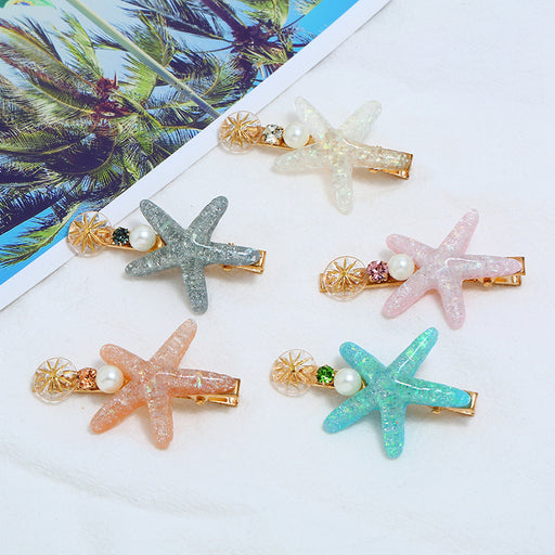 Jewelry WholesaleWholesale starfish hairpin with diamond edge clip bangs clip pearl JDC-HC-Zhil003 Hair Clips 炽侣 %variant_option1% %variant_option2% %variant_option3%  Factory Price JoyasDeChina Joyas De China